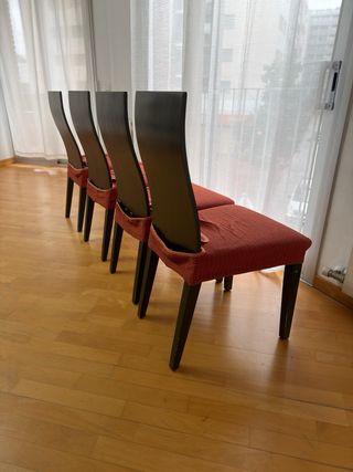 4 Sillas de Comedor Madera Rojas