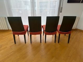 4 Sillas de Comedor Madera Rojas