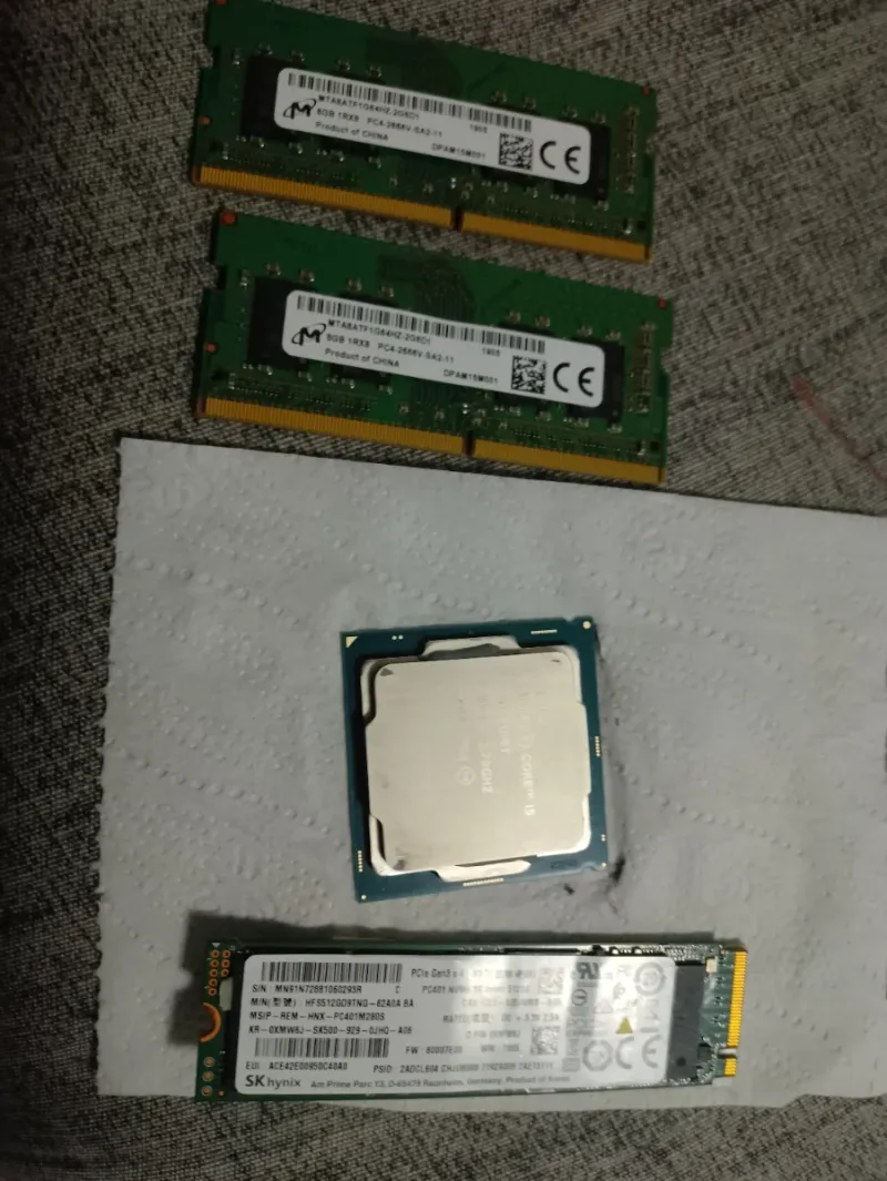 Lote RAM 16GB (2x8GB) + SSD NVMe 512GB + CPU i5