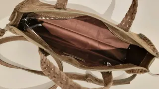 Bolso Zara Serraje Asa y Correa Marrón/Verde