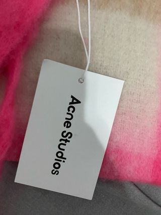 Bufanda Acne Studios cuadros rosa y beige