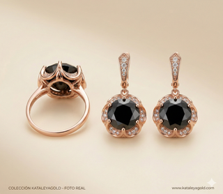 Conjunto Oro Rosa Esmeralda y Circonitas Bogema