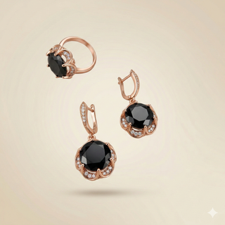 Conjunto Oro Rosa Esmeralda y Circonitas Bogema