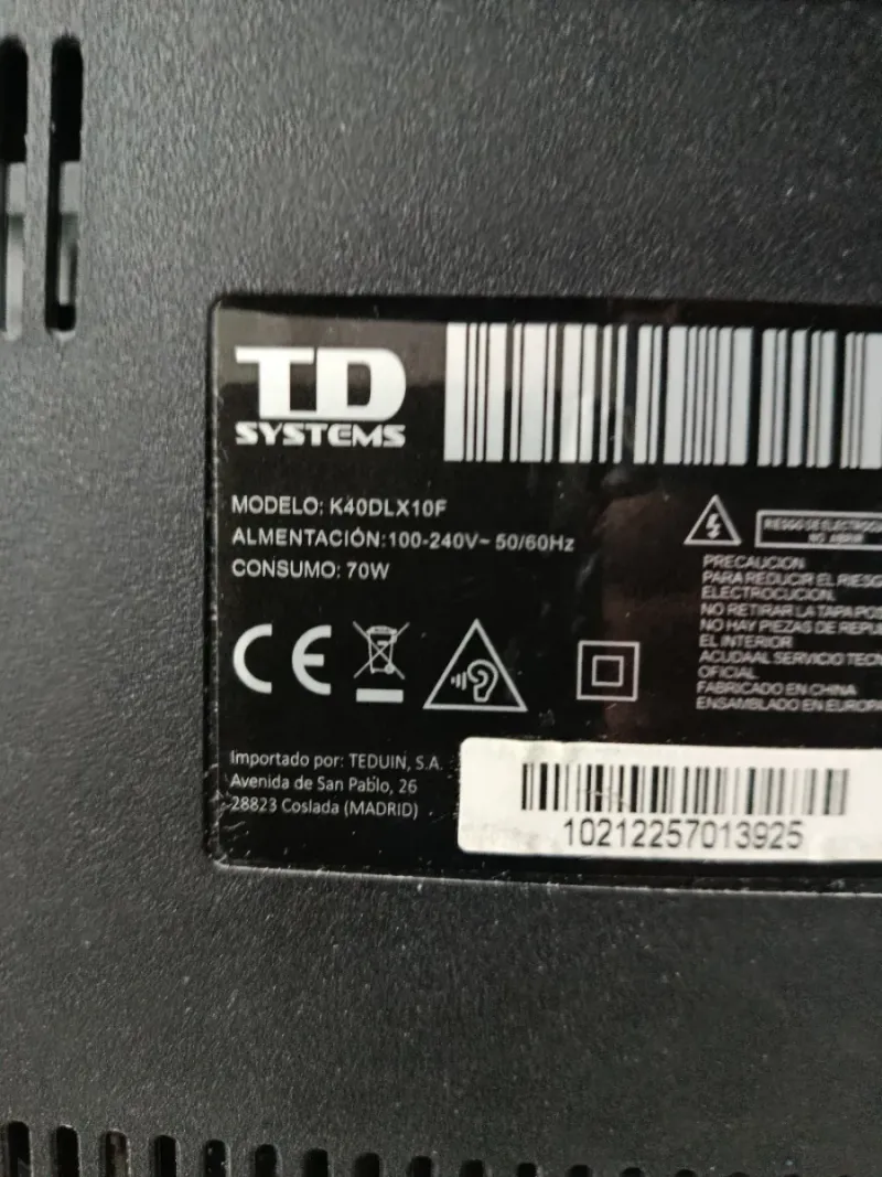 TELEVISIÓN TD SYSTEMS 40 PULGADAS REPARAR afbeelding 2
