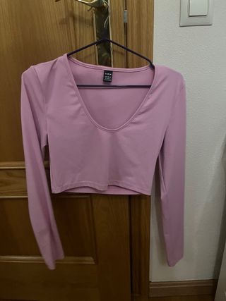 Top SHEIN rosa manga larga talla XS