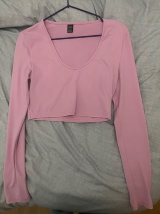 Top SHEIN rosa manga larga talla XS