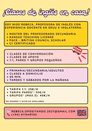 Clase de inglés a domicilio
