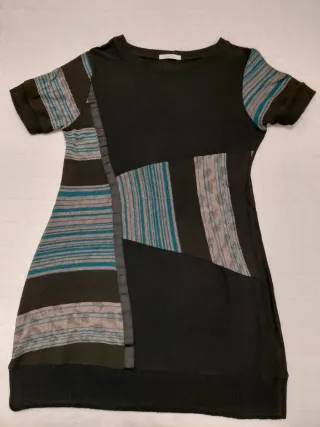 Vestido punto manga corta patchwork
