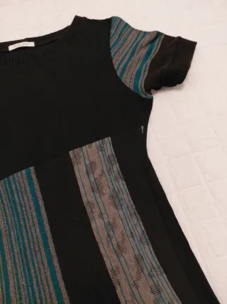 Vestido punto manga corta patchwork