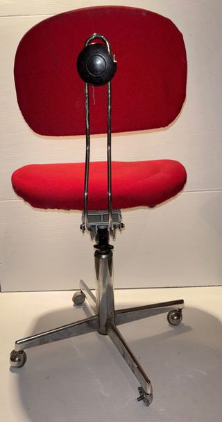 Silla de escritorio vintage roja y plateada