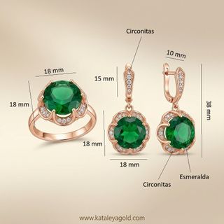 Conjunto Oro Rosa Agata Negra y Circonitas Bogema