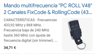 Mando Puerta Garaje PC ROLL v48