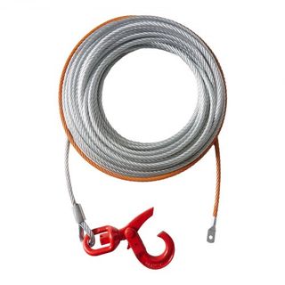 Cable de Winch de Acero Galvanizado, 9.5 mm x 30.5 m 6895 kg de Resistencia a la Rotura, Cuerda de Winch de Alambre con Gancho Giratorio, Cable de Remolque de Alta Resistencia, Ajuste Universal pa...