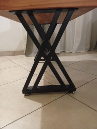 Tavolo da salotto X (top lavorato a mano)