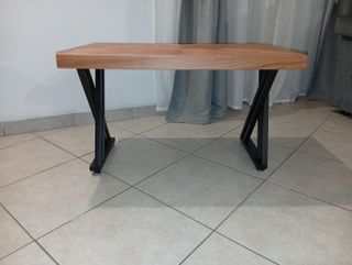 Tavolo da salotto X (top lavorato a mano)