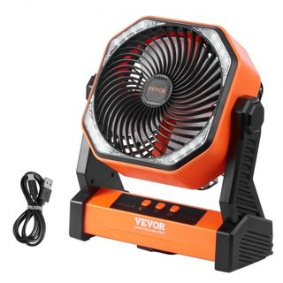 Ventilador Portátil Recargable 203.2mm, Ventilador a Batería con Linterna LED, Ventilador de Mesa Pequeño Ajustable de 4 Velocidades Personal, Ventiladores Operados por Batería USB para Viajes, Do...