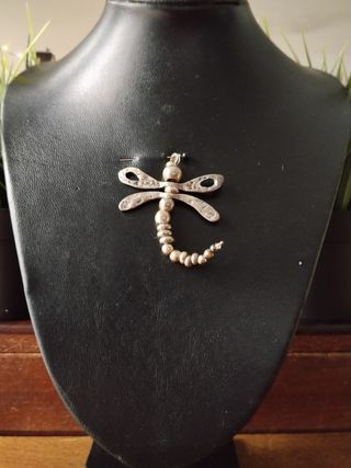 Colgante Libélula metal Zamak con Baño Plata