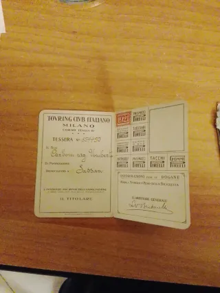 Tessera Touring Club Italiano 1921