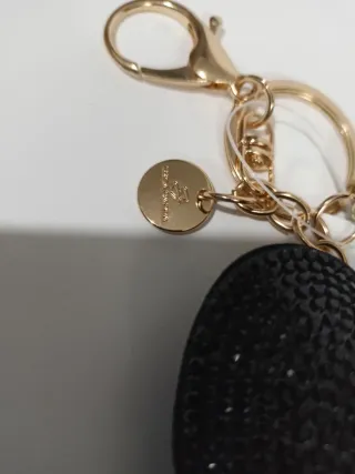 Portachiavi Cuore Nero Strass Oro
