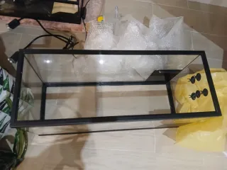 Acuario grande cristal negro transparente