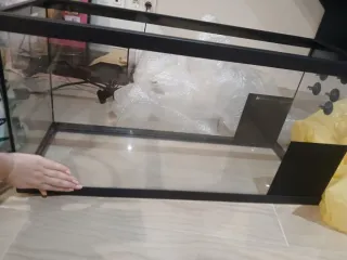 Acuario grande cristal negro transparente