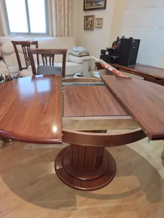 Mesa comedor redonda extensible madera maciza