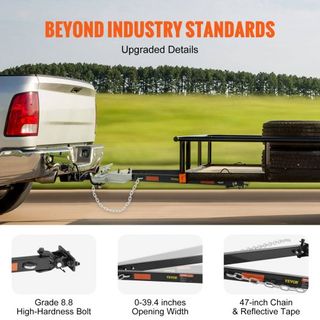 Barra de Remolque, Capacidad de Remolque de 5500 lbs con Cadenas, Barra de Remolque Universal Montada en Parachoques de Acero Aleado con Recubrimiento en Polvo, Acoplador que se Ajusta a Enganche ...
