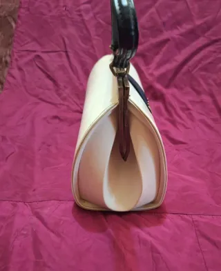 Bolso mano vintage años 60 blanco y azul