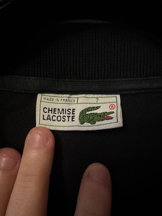 Polo Lacoste Negro Manga Larga Logo Bordado