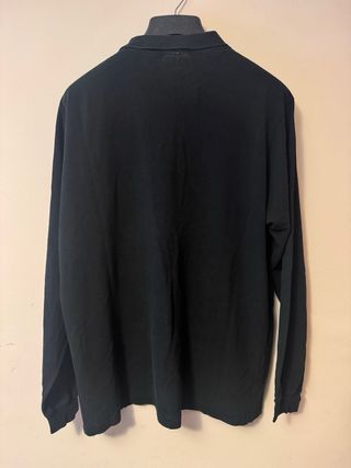 Polo Lacoste Negro Manga Larga Logo Bordado