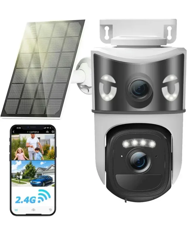 2 Cámaras IP WiFi Doble Lente Solar