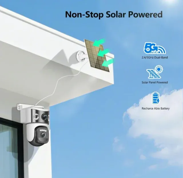 2 Cámaras IP WiFi Doble Lente Solar afbeelding 2