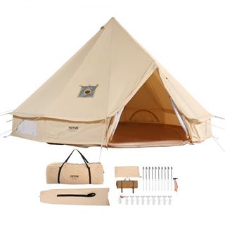 Tienda de Campaña de Lona, Tienda Yurt de 4 Estaciones 3 m/9.8ft, Tienda de Lona para Camping con Salida para Estufa, Tienda Transpirable para Hasta 4 Personas, Camping Familiar, Caza, Fiesta al A...