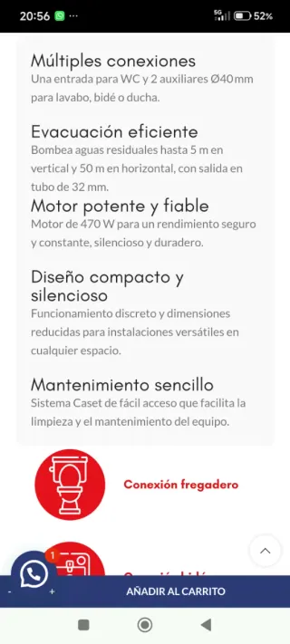 Bomba aguas residuales Camper/Sótano