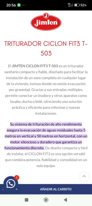 Bomba aguas residuales Camper/Sótano