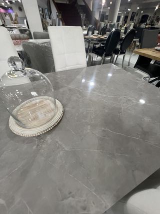 Mesa Comedor Estilo Mármol Gris 160cm
