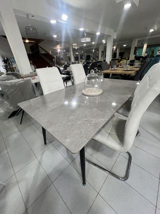 Mesa Comedor Estilo Mármol Gris 160cm