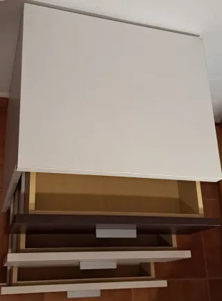 Cajonera o Mesilla de Noche Blanca y Marrón