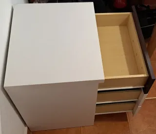 Cajonera o Mesilla de Noche Blanca y Marrón