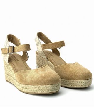 Sandalia cuña beige/marrón talla 36