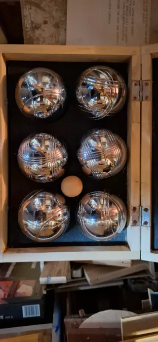 Set di sei sfere da bocce + Bolin