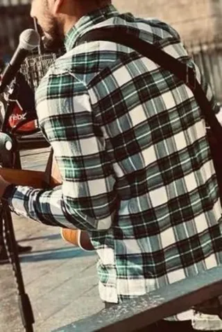 Camisa H&M cuadros verde Talla M