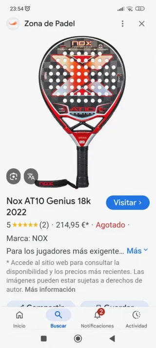 Pala Padel Nox AT10 Genius 18k 2022