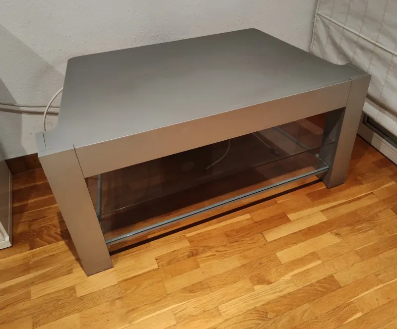 Mueble TV plata con cristal