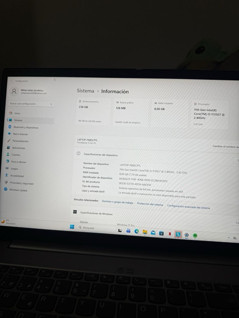 Portátil Lenovo ThinkBook Gris Plata afbeelding 7