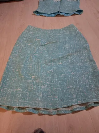 Conjunto Top y Falda Azul y Blanco