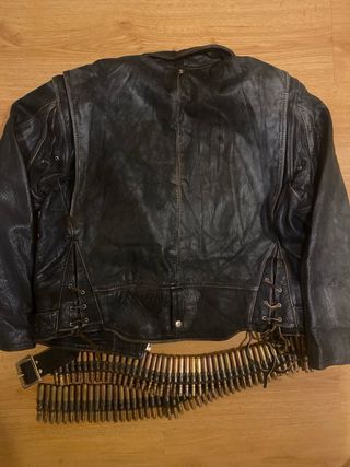 Chaqueta Cuero Motera Años 80 Negra