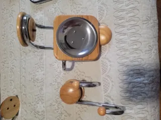 Accesorios Baño Madera y Acero Inox