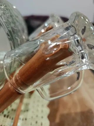 Barril cristal con soporte y 4 vasos