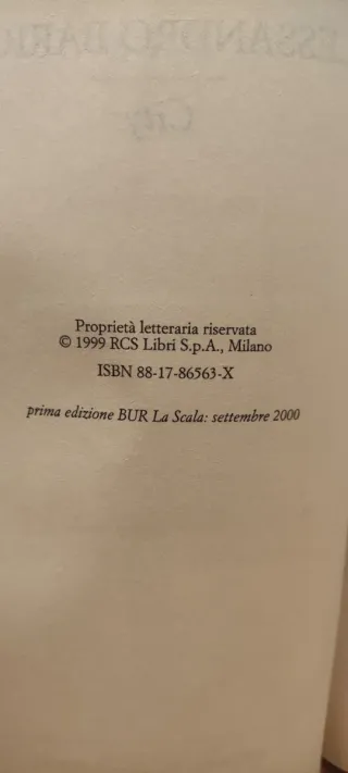 Alessandro Baricco City Bur 1 Edizione 2000